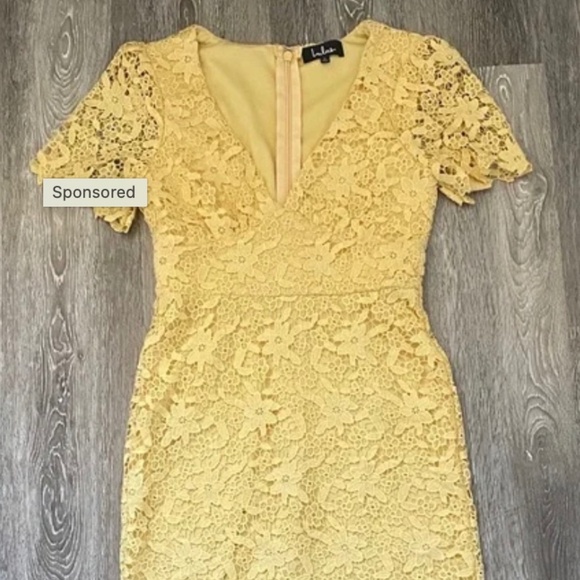 Lulu's Sunny Yellow Lace Mini Dress - Picture 1 of 4